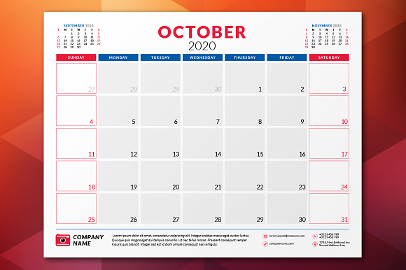 Monthly Planner 2020 in Stationery Templates - product preview 2