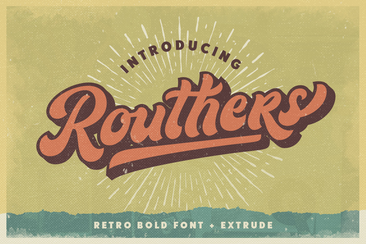 Routhers Retro + Extrude in Script Fonts - product preview 8