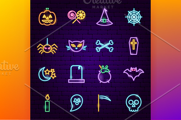 Happy Halloween Neon in Icons - product preview 1