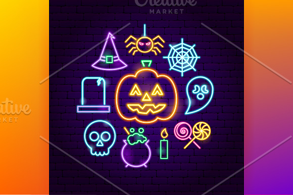 Happy Halloween Neon in Icons - product preview 2