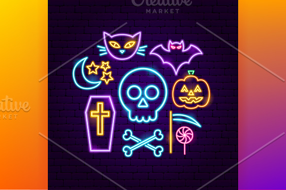 Happy Halloween Neon in Icons - product preview 3