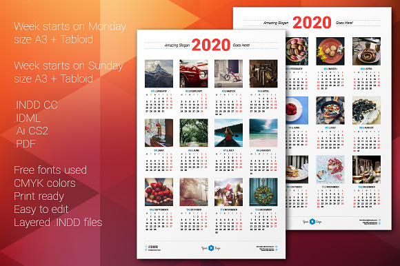 Calendar Poster 2020 in Stationery Templates - product preview 3