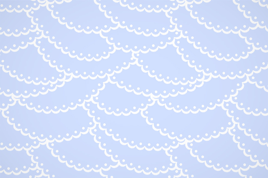 Blue and white scallop lace pattern in Patterns - product preview 8