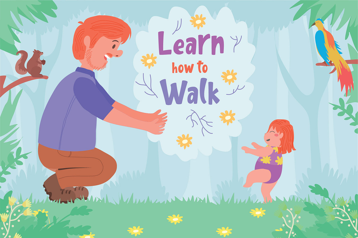 Baby Learn Walk - Illustration in Illustrations - product preview 8