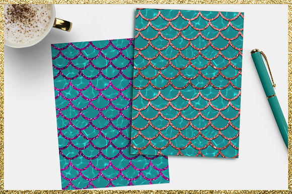 Mermaid scales on water patterns in Patterns - product preview 4