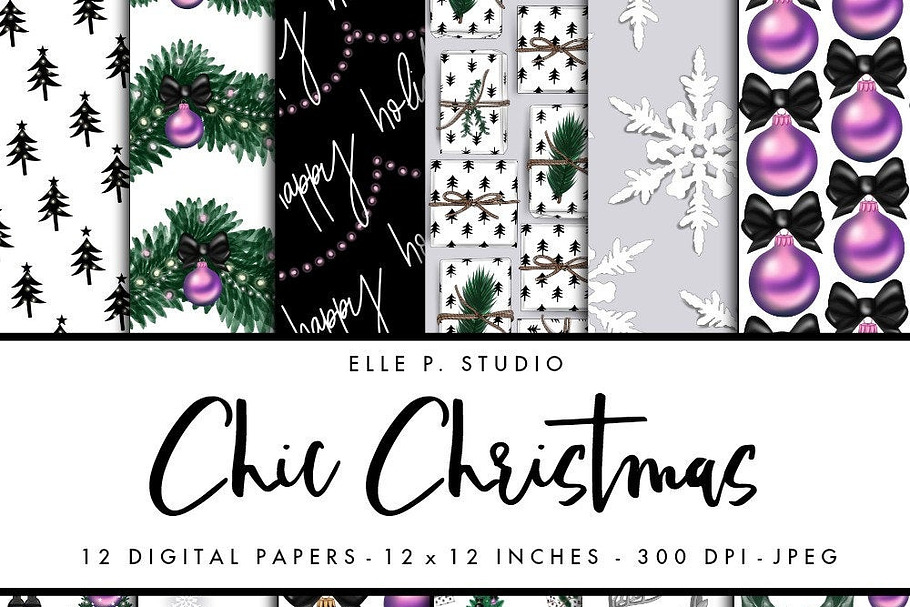 Chic Christmas Digital Paper Set