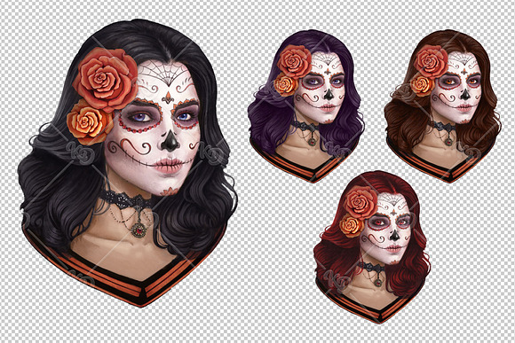 Sugar Skull Clipart in Illustrations - product preview 1