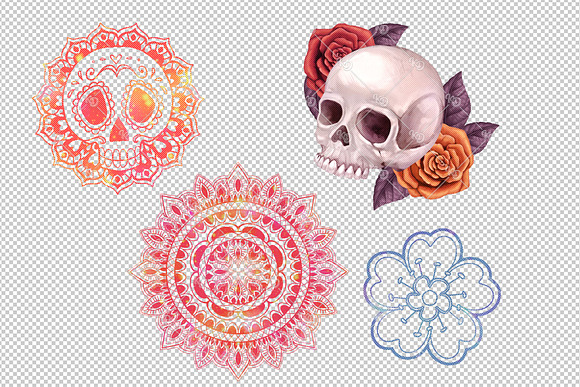 Sugar Skull Clipart in Illustrations - product preview 3