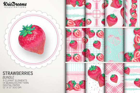 Strawberries Bundle in Patterns - product preview 5