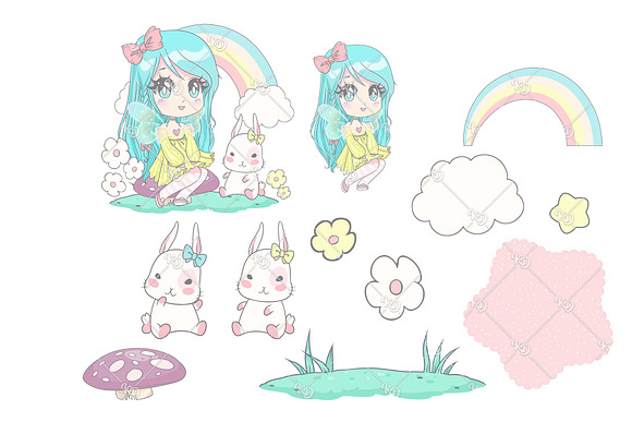 Kawaii Pixie Graphics Bundle in Illustrations - product preview 1