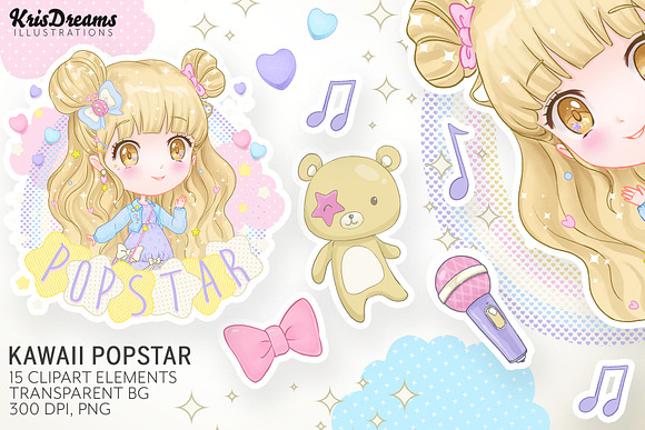 Popstar Clipart Set in Illustrations - product preview 4