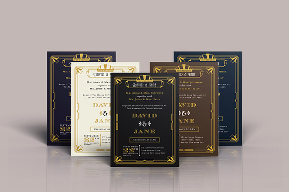 ART DECO WEDDING INVITATION in Wedding Templates - product preview 3