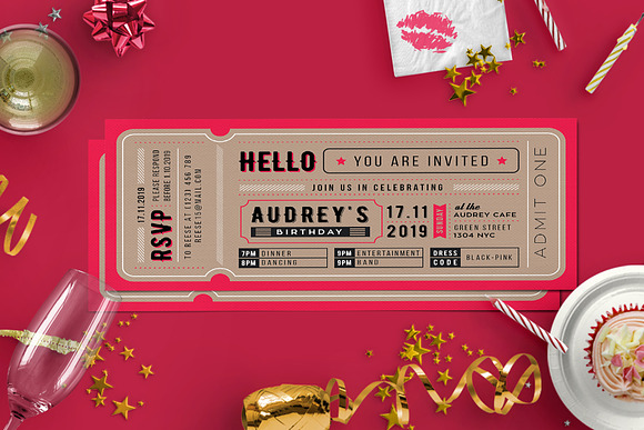 BIRTHDAY INVITATION TICKET in Invitation Templates - product preview 2