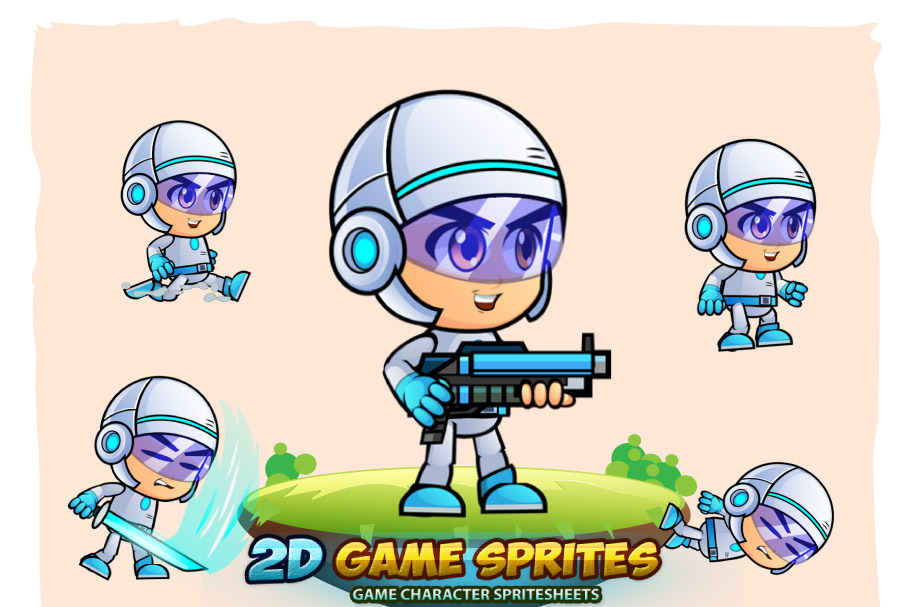 Space boy X001 2D Game Character Spr
