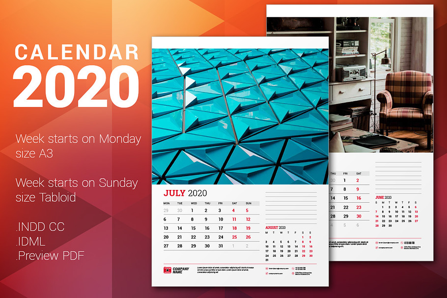 Wall Calendar 2020 in Stationery Templates - product preview 8