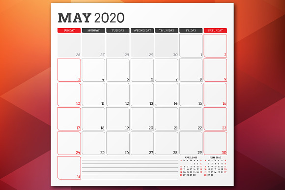 Monthly Planner 2020 in Stationery Templates - product preview 2