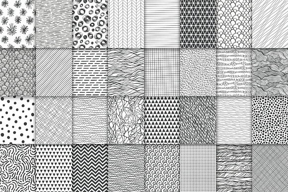 32 monochrome seamless patterns set in Patterns - product preview 1