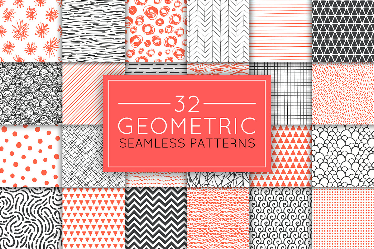 32 geometric seamless patterns set in Patterns - product preview 8