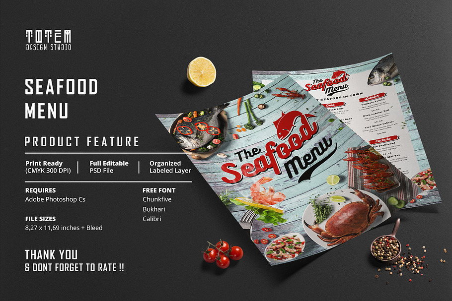 SEAFOOD FOOD MENU in Flyer Templates - product preview 8