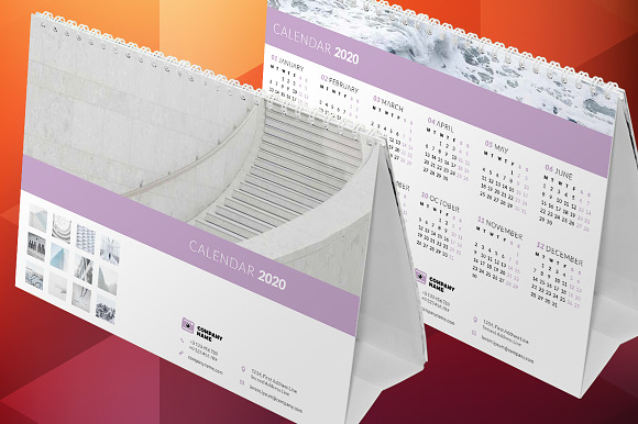Desk Calendar 2020 in Stationery Templates - product preview 3