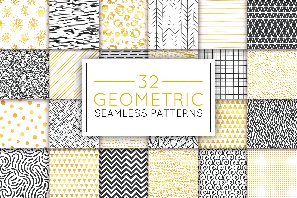 32 golden&monochrome patterns set in Patterns - product preview 8