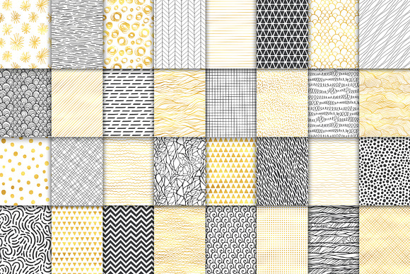 32 golden&monochrome patterns set in Patterns - product preview 1