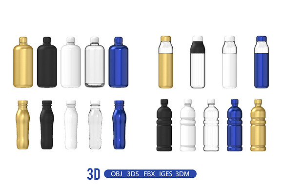 Set of 20 bottles. 3D models. in Objects - product preview 3