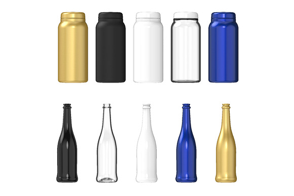 Set of 20 bottles. 3D models. in Objects - product preview 5