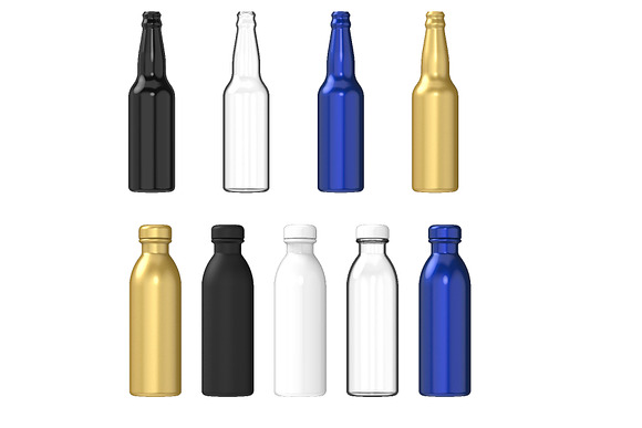 Set of 20 bottles. 3D models. in Objects - product preview 6