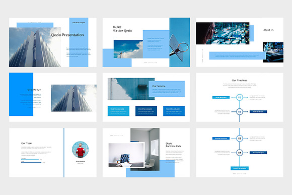 Qezio: Blue Color Tone Google Slides in Google Slides Templates - product preview 1
