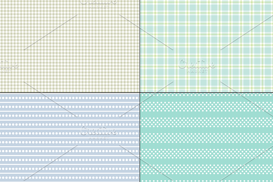 Seamless Blue Green Stripes & Plaids in Patterns - product preview 8