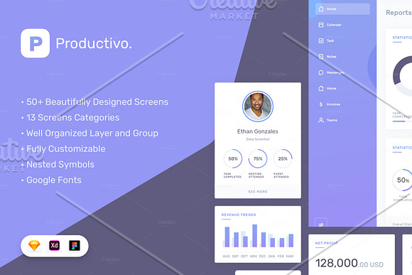 Productivo Web Dashboard in UI Kits and Libraries - product preview 5