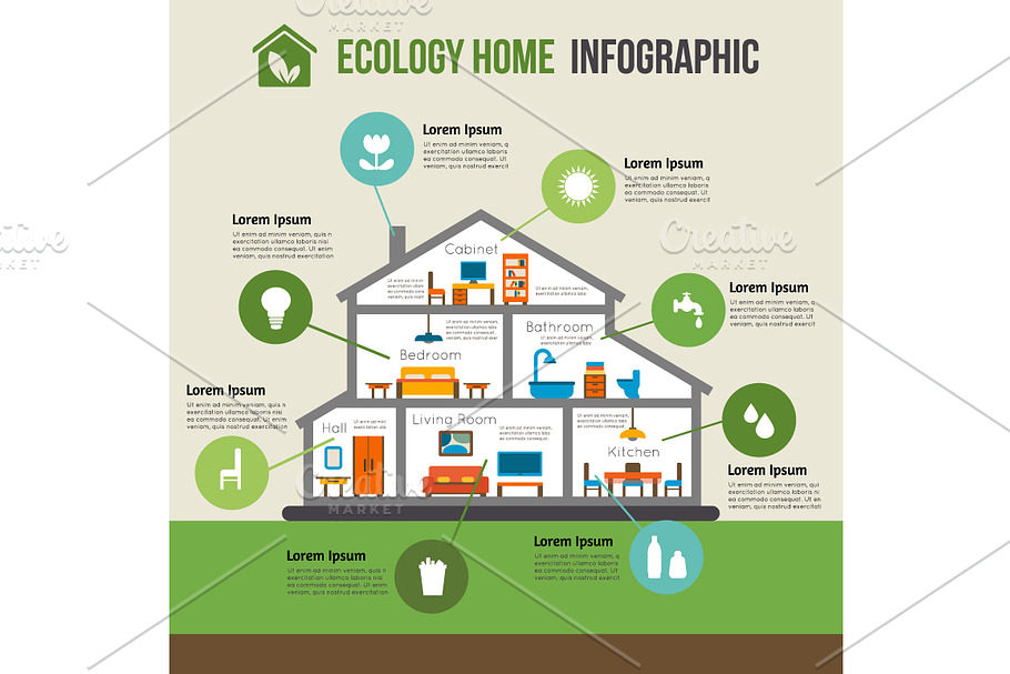 Ecology Home Infographic in Illustrations - product preview 8