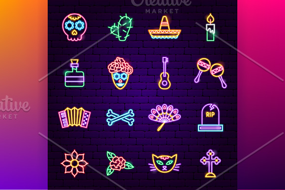 Day of the Dead Neon in Icons - product preview 1
