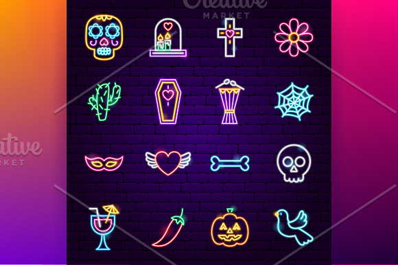 Day of the Dead Neon in Icons - product preview 2