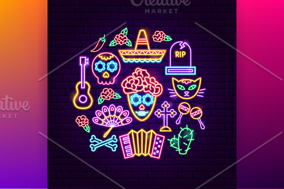 Day of the Dead Neon in Icons - product preview 3
