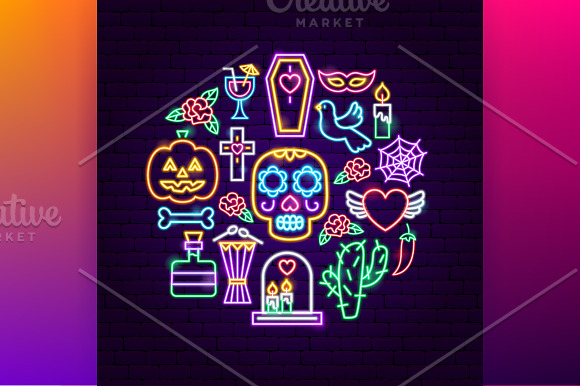 Day of the Dead Neon in Icons - product preview 4