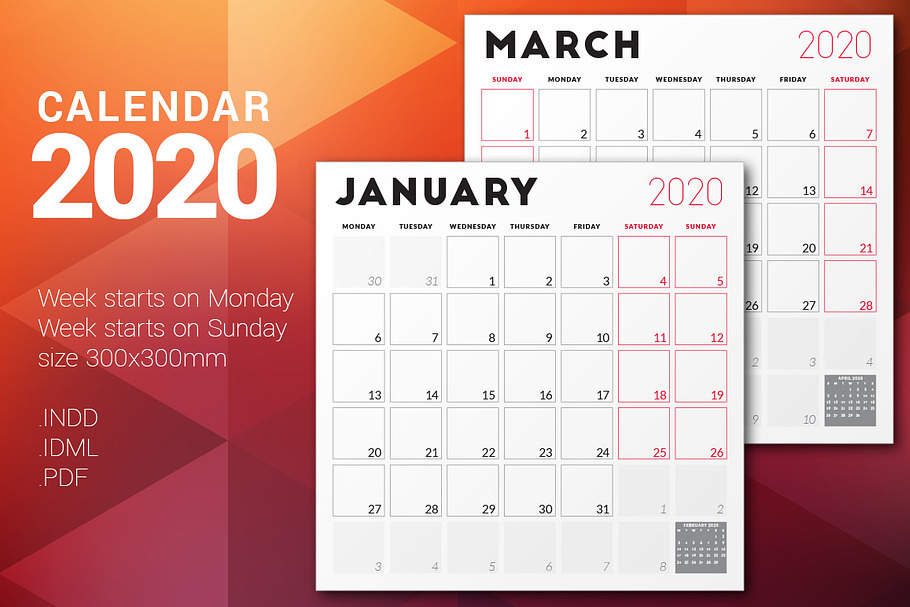 Monthly Planner 2020 in Stationery Templates - product preview 8