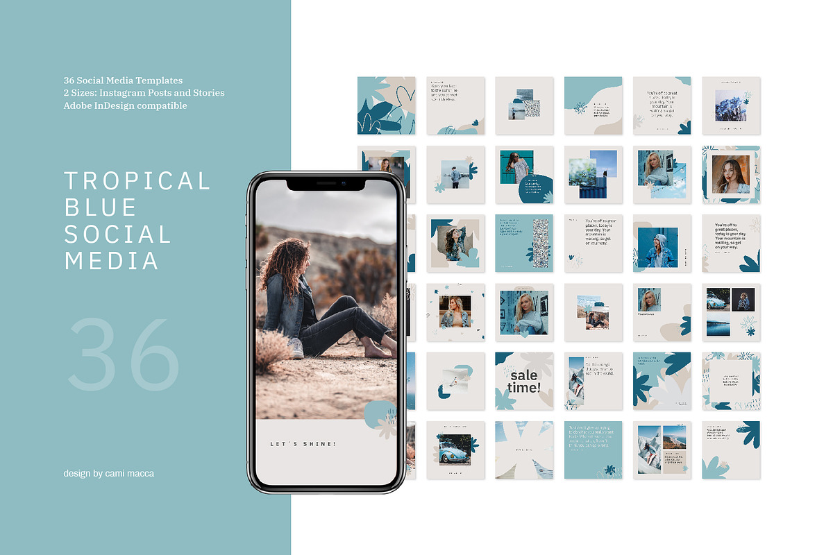 Tropical Blue Social Media Bundle in Instagram Templates - product preview 8