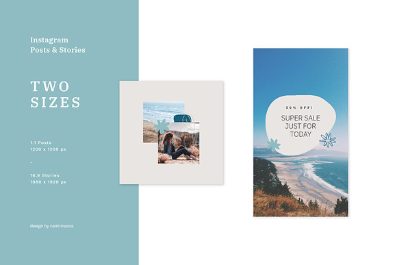 Tropical Blue Social Media Bundle in Instagram Templates - product preview 3