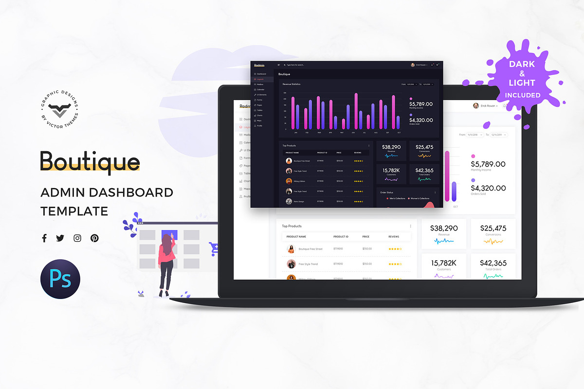 Boutique Admin Dashboard UI Kit in UI Kits and Libraries - product preview 8