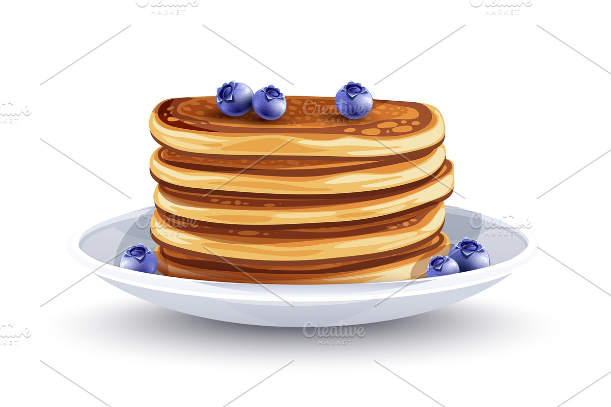 Pancakes with blueberries. Vector. in Illustrations - product preview 8