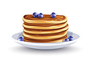 Pancakes with blueberries. Vector.