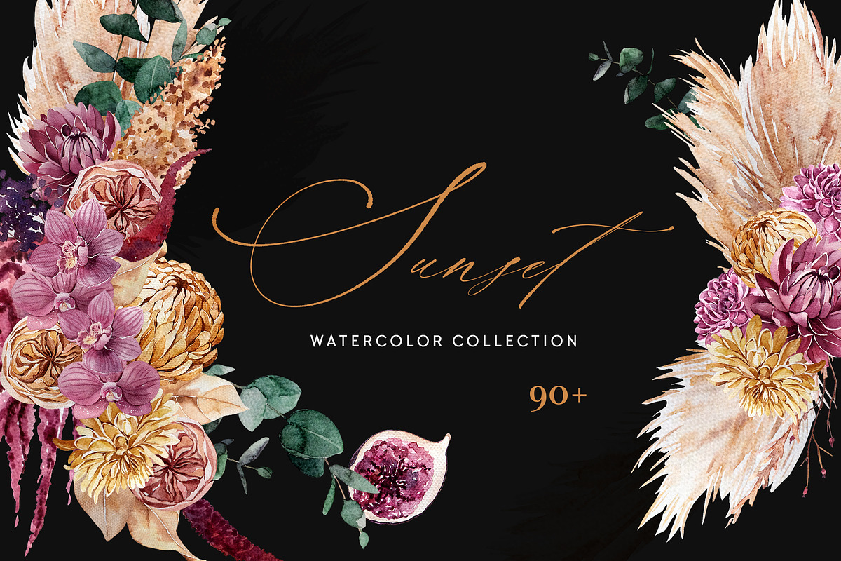 Sunset - Boho Watercolor Collection in Illustrations - product preview 8