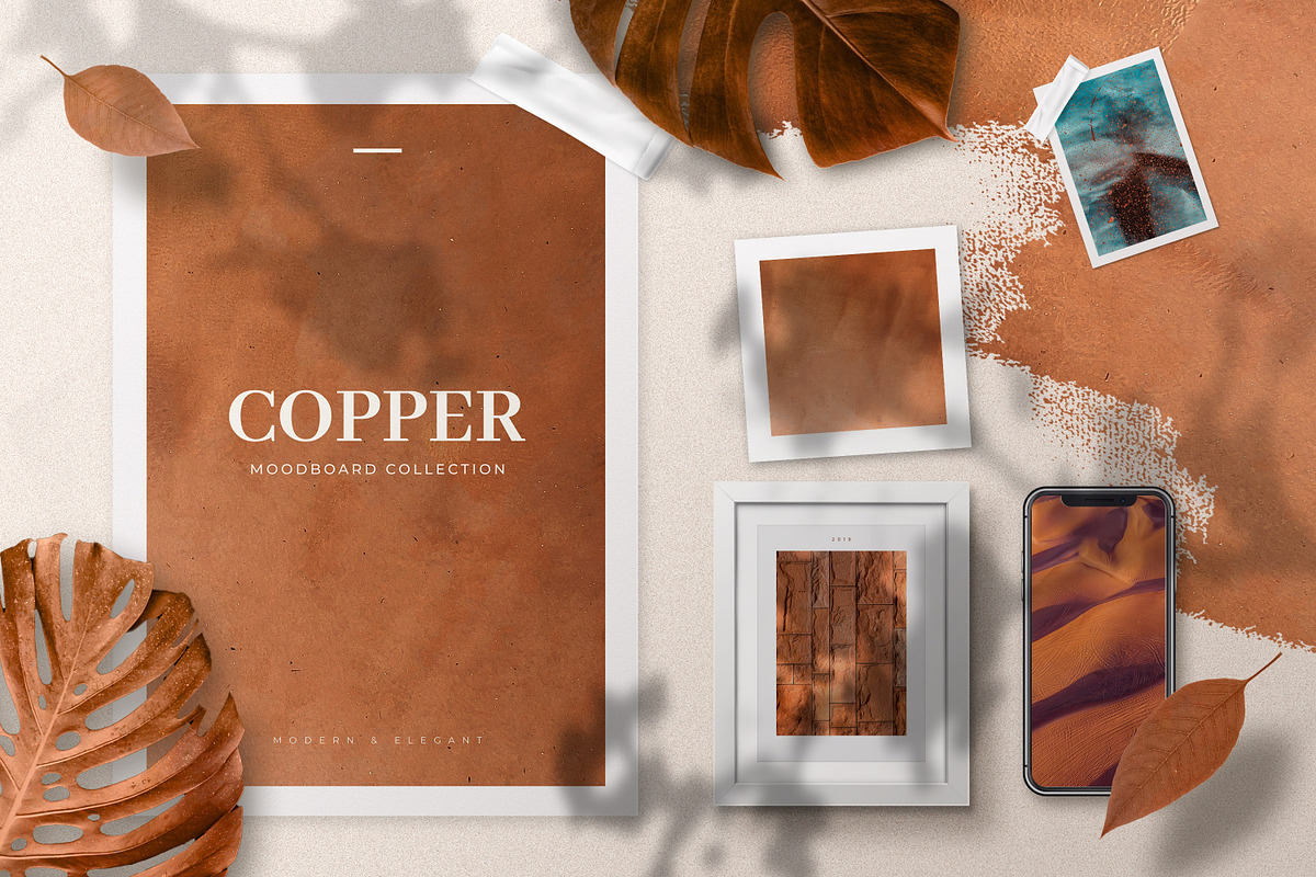 Copper Realistic Moodboard Mockups in Branding Mockups - product preview 8