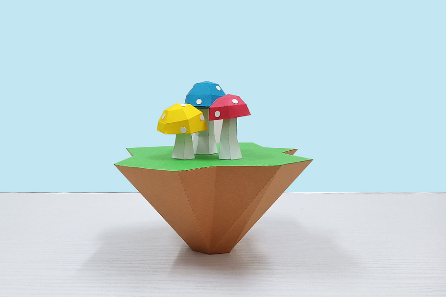 DIY Mushroom Island - 3d papercraft in Templates - product preview 8