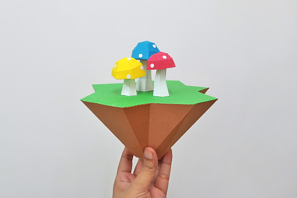 DIY Mushroom Island - 3d papercraft in Templates - product preview 3