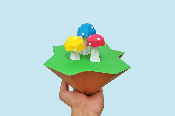 DIY Mushroom Island - 3d papercraft in Templates - product preview 4