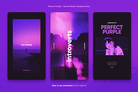 Perfect Purple Social Media Kit in Social Media Templates - product preview 3