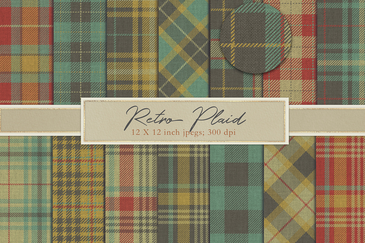 Realistic retro plaid patterns in Patterns - product preview 8